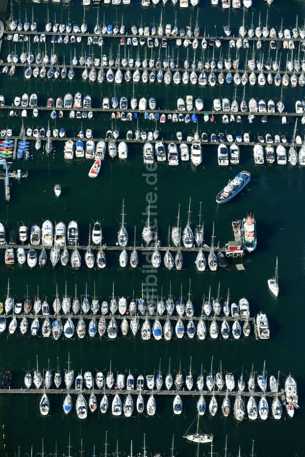 Grömitz aus der Vogelperspektive: Yachthafen mit Sportbooten und Bootsliegeplätzen in Grömitz im Bundesland Schleswig-Holstein, Deutschland