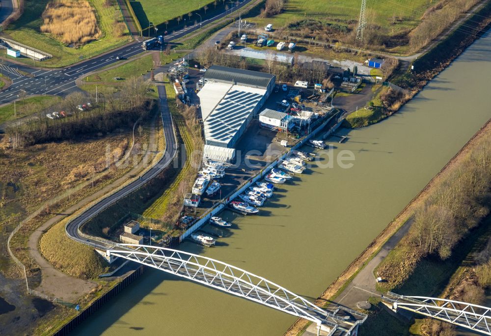 Luftbild Hamm - Yachthafen am Uferbereich am Datteln-Hamm-Kanal in Hamm im Bundesland Nordrhein-Westfalen, Deutschland