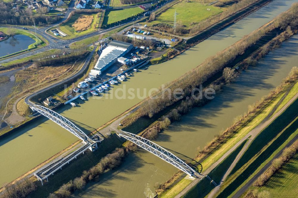 Luftaufnahme Hamm - Yachthafen am Uferbereich am Datteln-Hamm-Kanal in Hamm im Bundesland Nordrhein-Westfalen, Deutschland