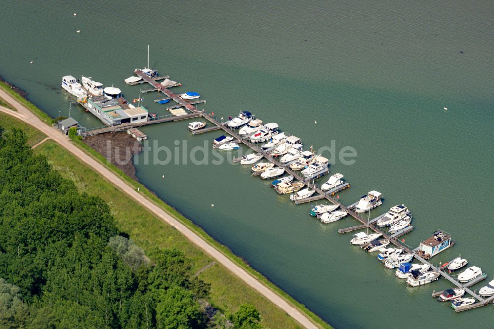 Vogtsburg im Kaiserstuhl von oben - Yachthafen am Uferbereich des Rheins in Rheinhausen Breisgau im Kaiserstuhl im Bundesland Baden-Württemberg, Deutschland