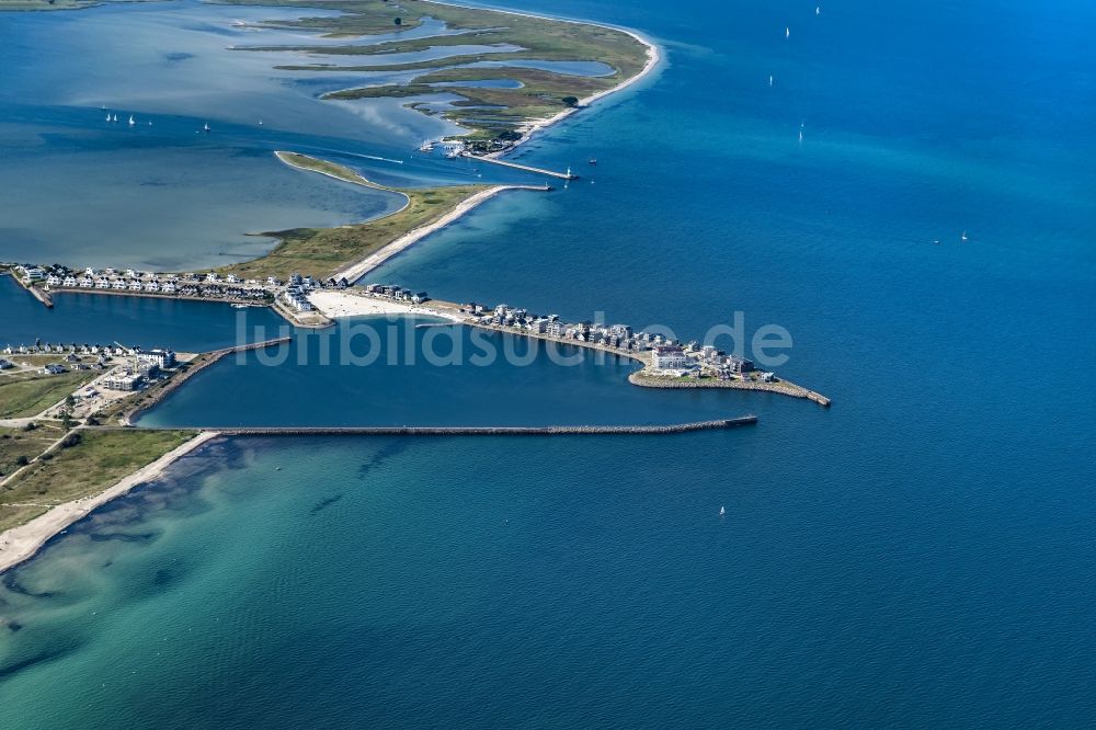 Luftaufnahme Kappeln - Yachthafen Yachthafen Olpenitz mit Sportboot- Anlegestellen und Bootsliegeplätzen am Uferbereich der Ostsee in Kappeln im Bundesland Schleswig-Holstein, Deutschland