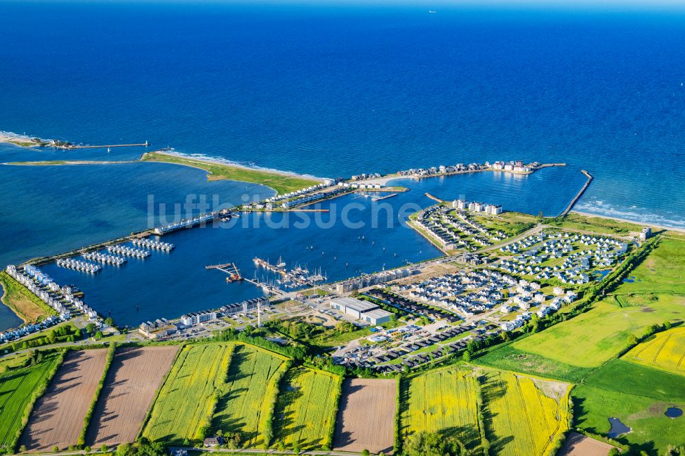 Luftbild Kappeln - Yachthafen Yachthafen Olpenitz mit Sportboot- Anlegestellen und Bootsliegeplätzen am Uferbereich der Ostsee in Kappeln im Bundesland Schleswig-Holstein, Deutschland