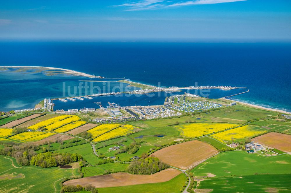 Luftaufnahme Kappeln - Yachthafen Yachthafen Olpenitz mit Sportboot- Anlegestellen und Bootsliegeplätzen am Uferbereich der Ostsee in Kappeln im Bundesland Schleswig-Holstein, Deutschland