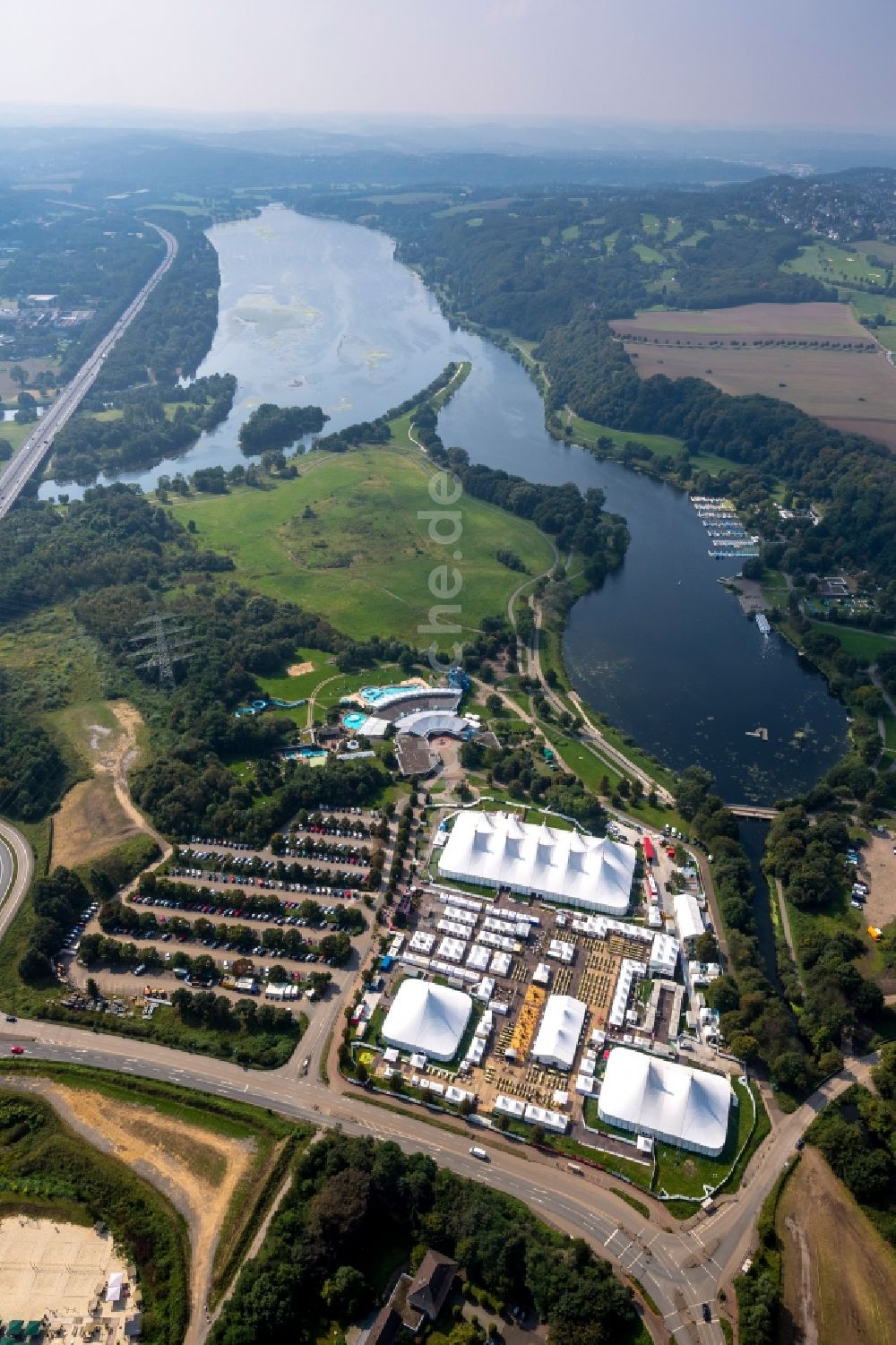 Bochum aus der Vogelperspektive: Zeltfestival Ruhr 2014 am Kemnader Stausee in Bochum im Bundesland Nordrhein-Westfalen