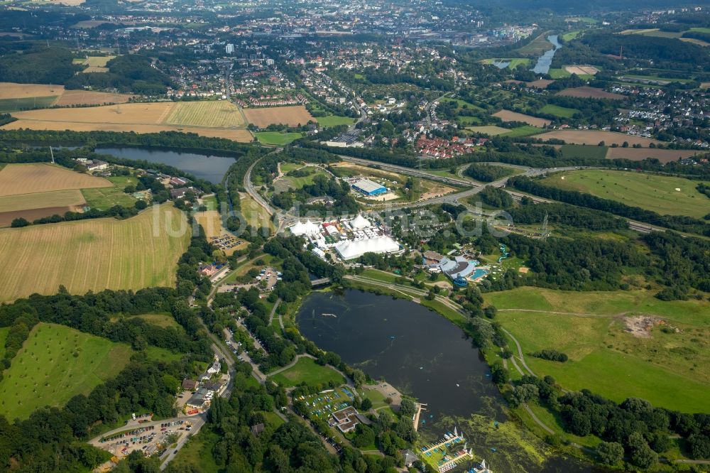 Witten aus der Vogelperspektive: Zeltfestival Ruhr 2015 am Kemnader Stausee in Bochum im Bundesland Nordrhein-Westfalen