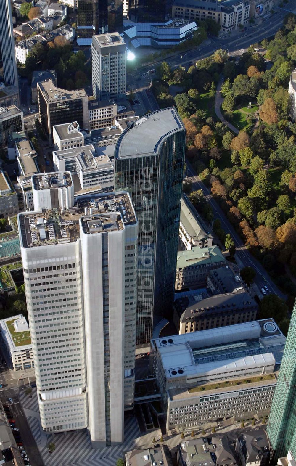 Frankfurt am Main aus der Vogelperspektive: Zentrale der Deutschen Bank in Frankfurt