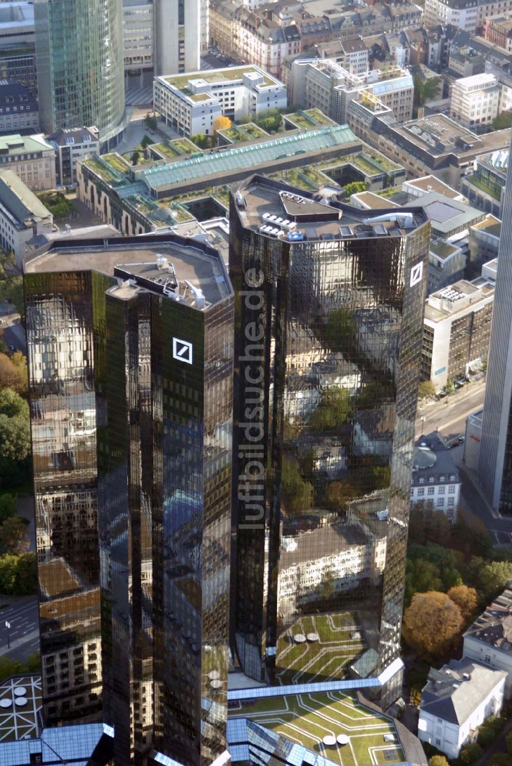 Frankfurt am Main aus der Vogelperspektive: Zentrale der Deutschen Bank in Frankfurt