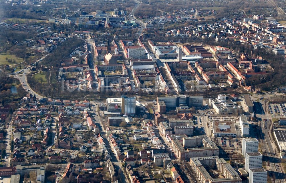 Neubrandenburg von oben - Zentrum der Altstadt von Neubrandenburg im Bundesland Mecklenburg-Vorpommern