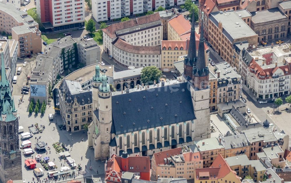 Luftbild Halle (Saale) - Zentrum von Halle an der Saale mit Blick auf den Roten Turm und die Marktkirche im Bundesland Sachsen-Anhalt