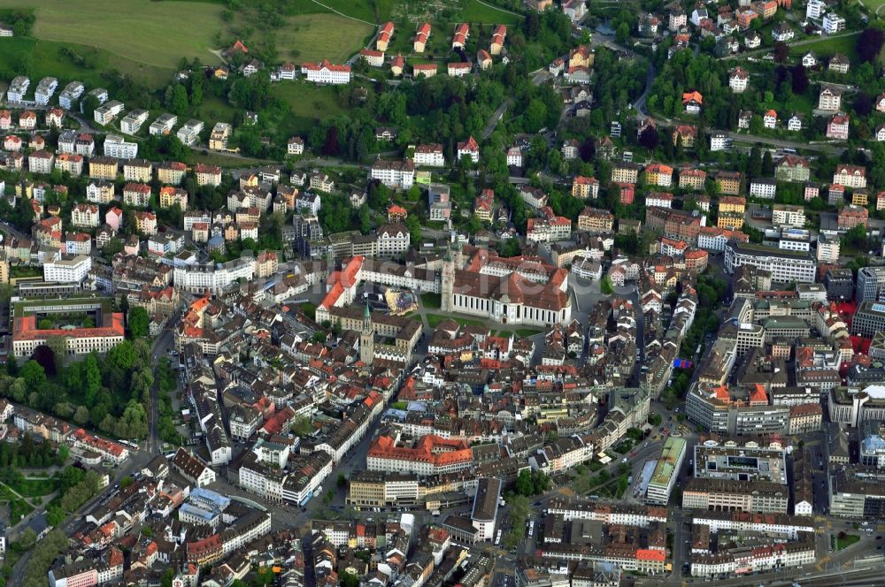 St. Gallen Sankt Gallen aus der Vogelperspektive: Zentrum der Innenstadt von St. Gallen in der Schweiz