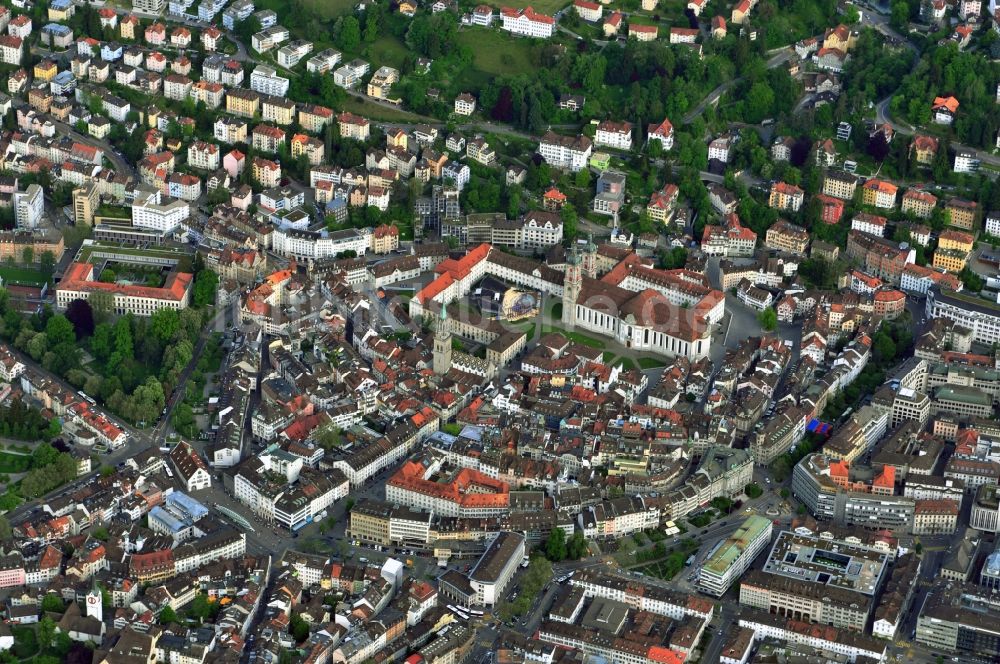 Luftbild St. Gallen Sankt Gallen - Zentrum der Innenstadt von St. Gallen in der Schweiz