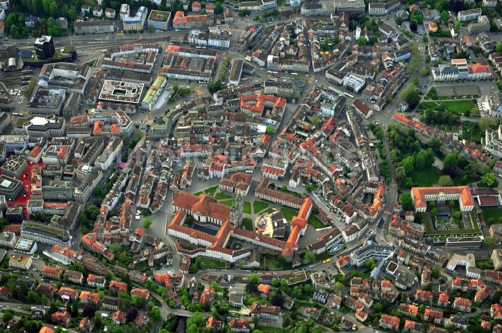 St. Gallen Sankt Gallen von oben - Zentrum der Innenstadt von St. Gallen in der Schweiz