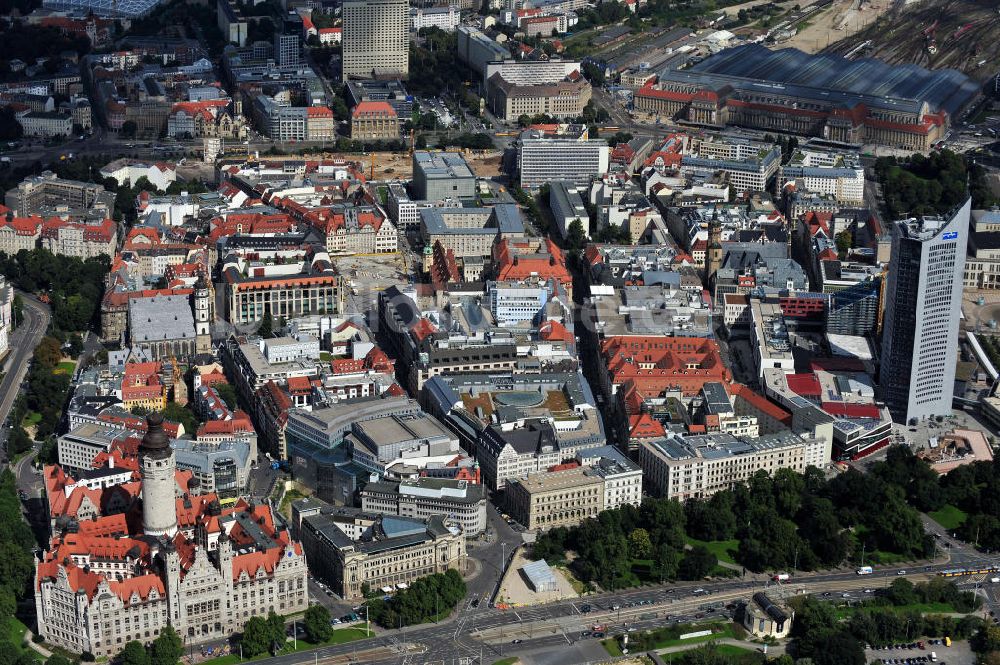 Leipzig von oben - Zentrum der Stadt Leipzig am Augustusplatz Ecke Roßplatz