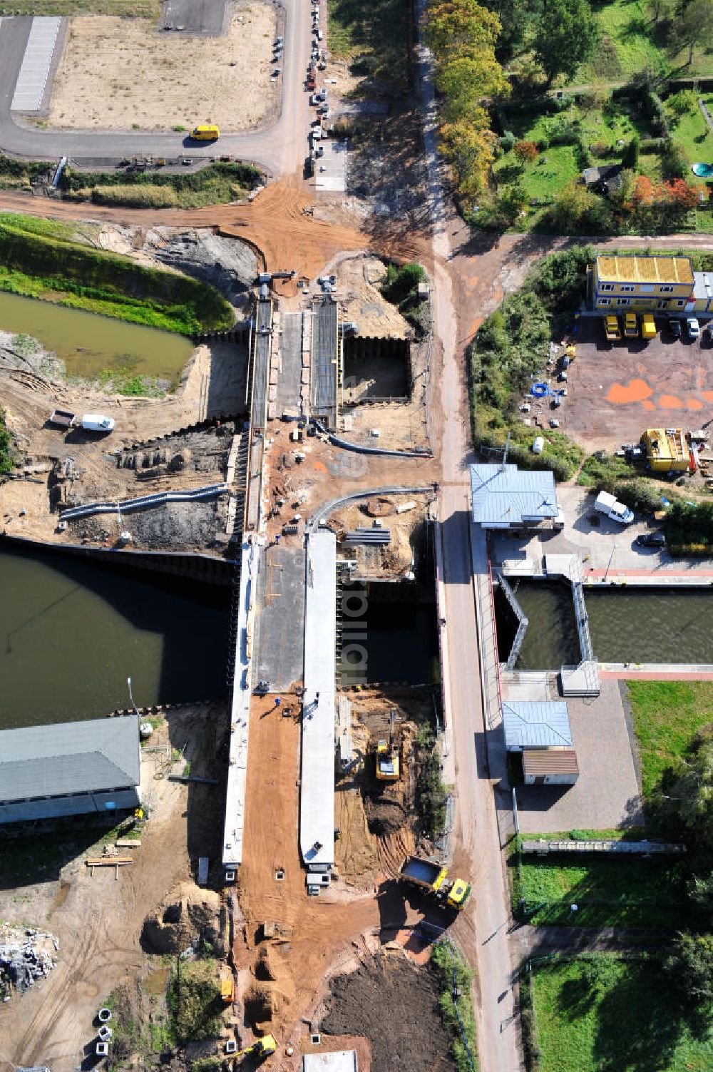 Luftbild Zerben - Zerbener Brücke an der Schleuse Zerben