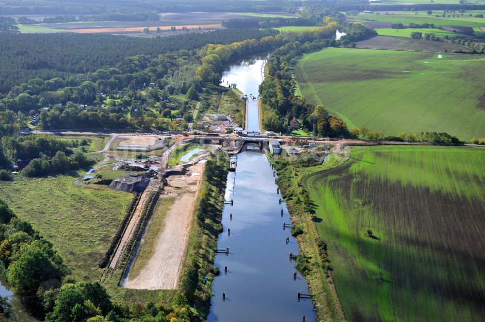 Luftbild Zerben - Zerbener Brücke an der Schleuse Zerben