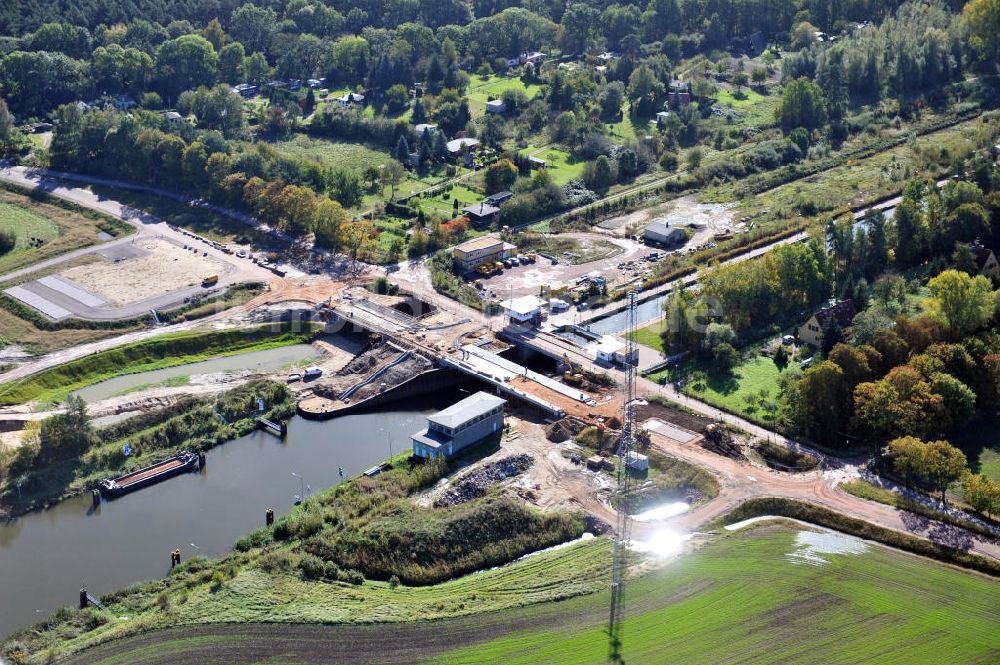 Zerben von oben - Zerbener Brücke an der Schleuse Zerben