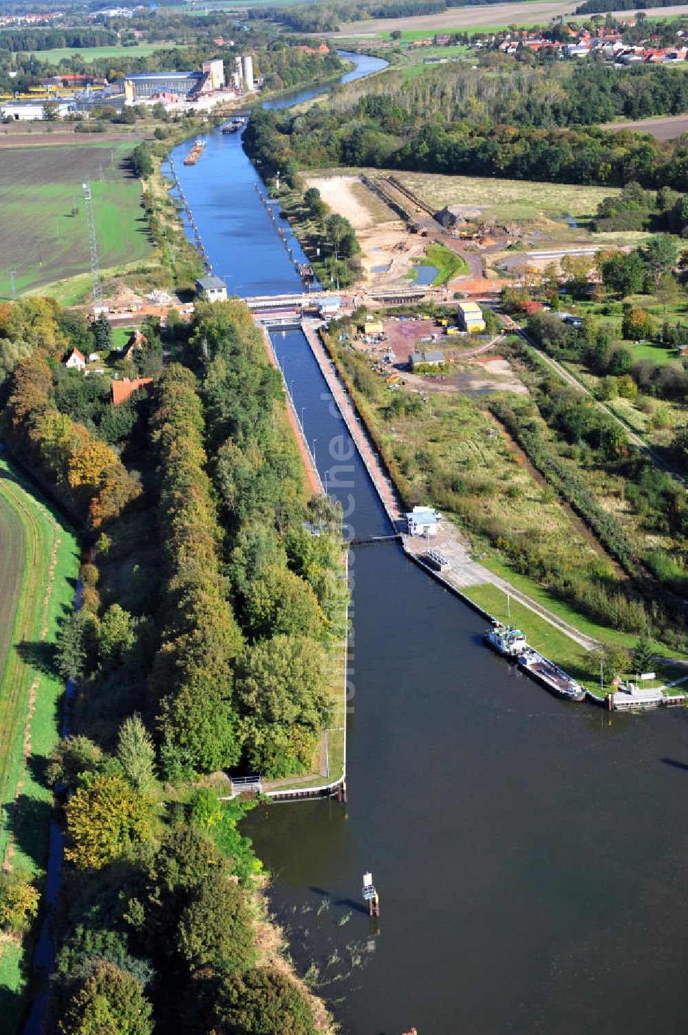 Luftbild Zerben - Zerbener Brücke an der Schleuse Zerben