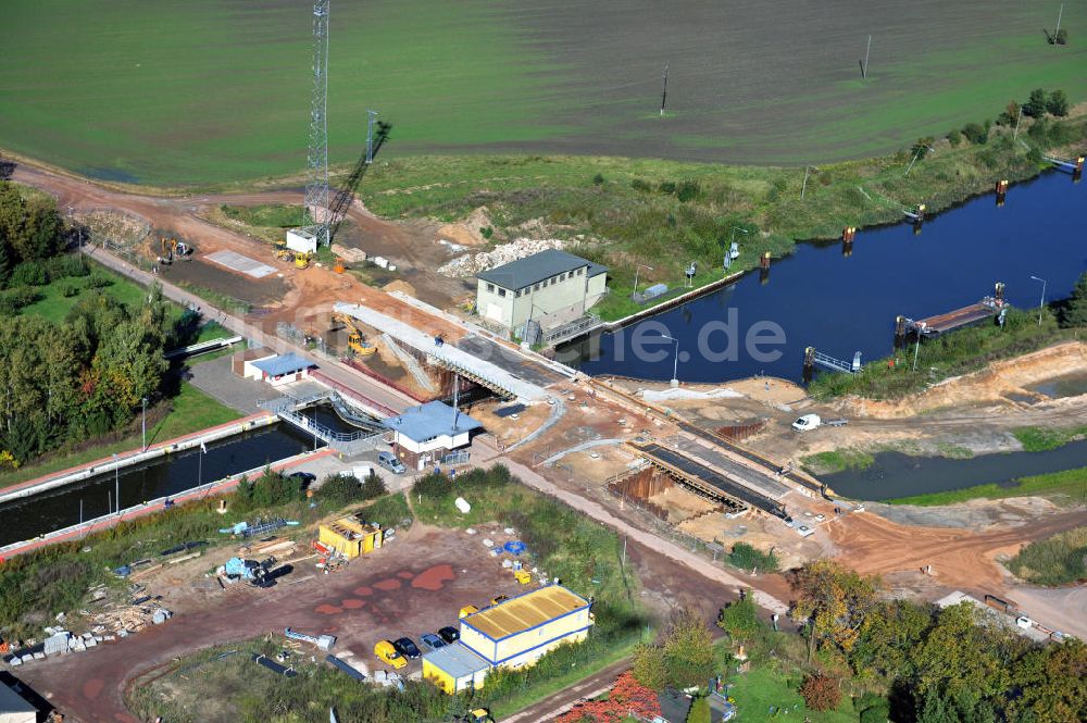 Luftbild Zerben - Zerbener Brücke an der Schleuse Zerben