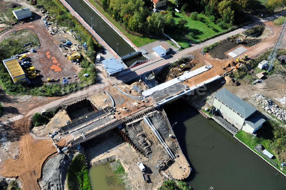 Zerben von oben - Zerbener Brücke an der Schleuse Zerben