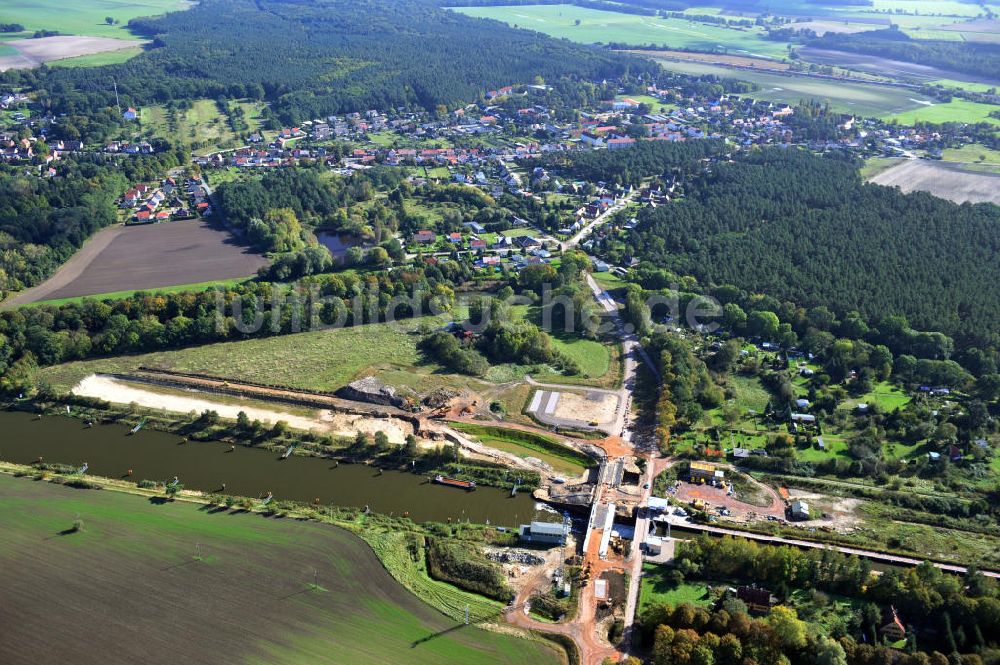 Luftbild Zerben - Zerbener Brücke an der Schleuse Zerben