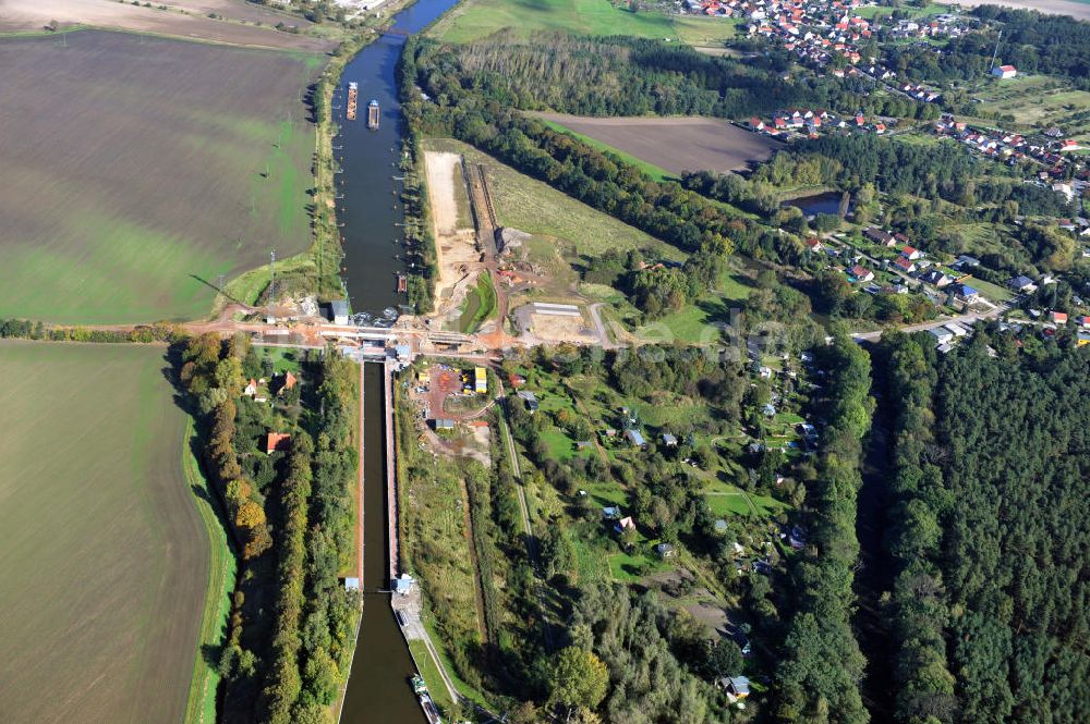 Luftbild Zerben - Zerbener Brücke an der Schleuse Zerben