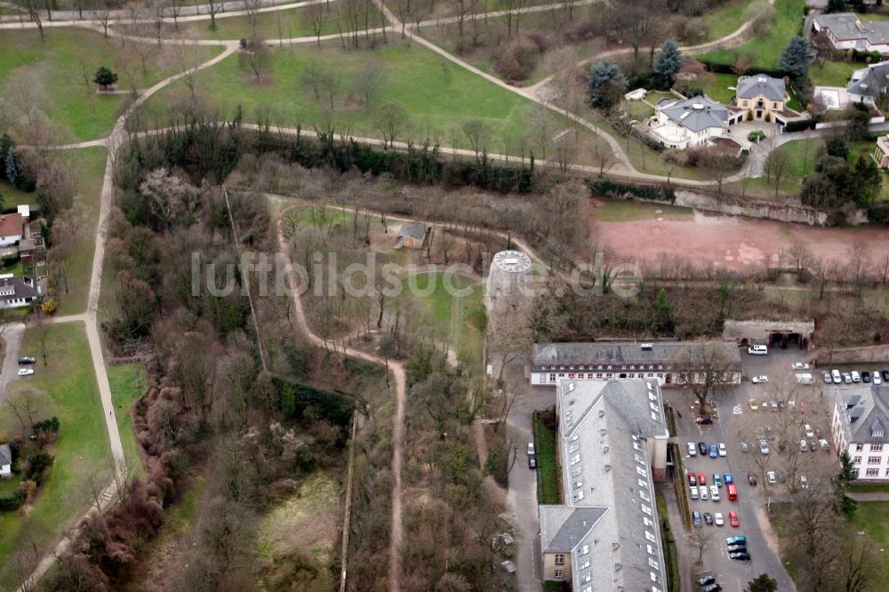 Luftaufnahme Mainz - Zitadelle mit Drususstein in Mainz im Bundesland Rheinland-Pfalz