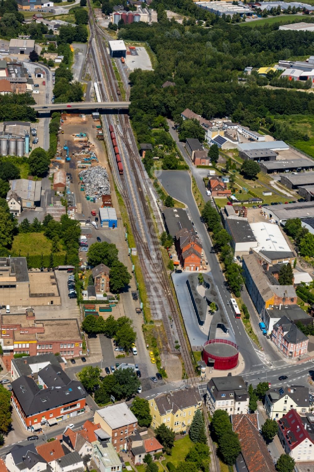 Luftbild Beckum - ZOB Omnibus- Bahnhof am Bahnhofplatz in Beckum im Bundesland Nordrhein-Westfalen, Deutschland