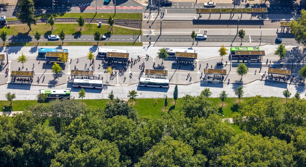 Luftaufnahme Gelsenkirchen - ZOB Omnibus- Bahnhof an der Goldbergstraße in Gelsenkirchen im Bundesland Nordrhein-Westfalen, Deutschland