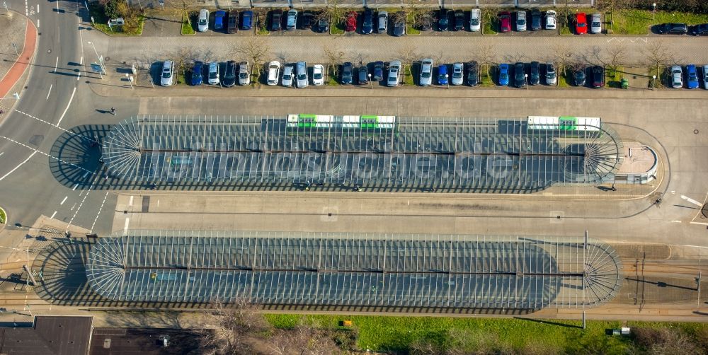 Luftaufnahme Oberhausen - ZOB Omnibus- Bahnhof Sterkrade an der Friedrichstraße in Oberhausen im Bundesland Nordrhein-Westfalen