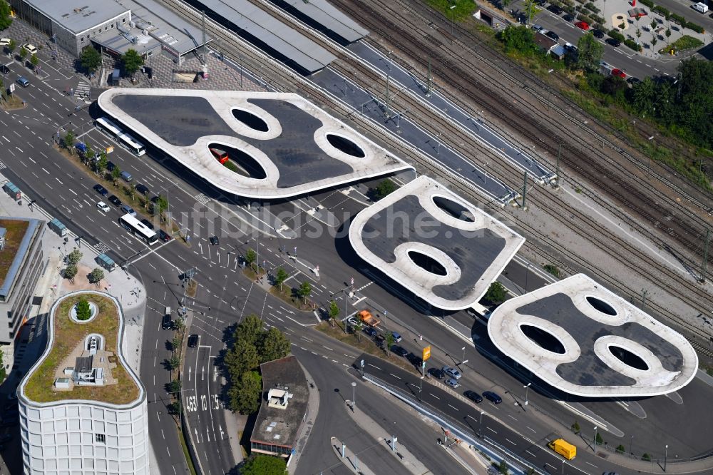 Luftbild Pforzheim - ZOB Omnibus- Bahnhof der Verkehrsbetriebe in Pforzheim im Bundesland Baden-Württemberg, Deutschland