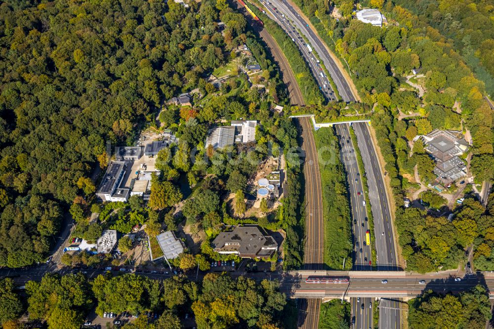 Duisburg aus der Vogelperspektive: Zoogelände am Tierpark an der Carl-Benz-Straße in Duisburg im Bundesland Nordrhein-Westfalen