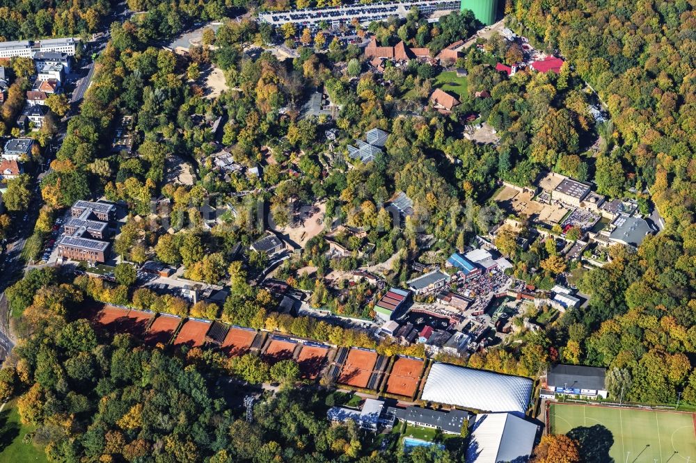 Hannover von oben - Zoogelände am Tierpark des Erlebnis-Zoo Hannover in Hannover im Bundesland Niedersachsen, Deutschland