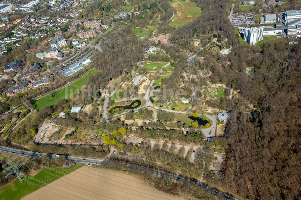 Dortmund von oben - Zoogelände am Tierpark im Ortsteil Hombruch in Dortmund im Bundesland Nordrhein-Westfalen