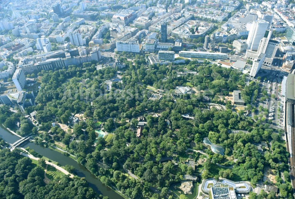 Luftaufnahme Berlin - Zoogelände des Zoologischer Garten Berlin im Ortsteil Mitte in Berlin, Deutschland