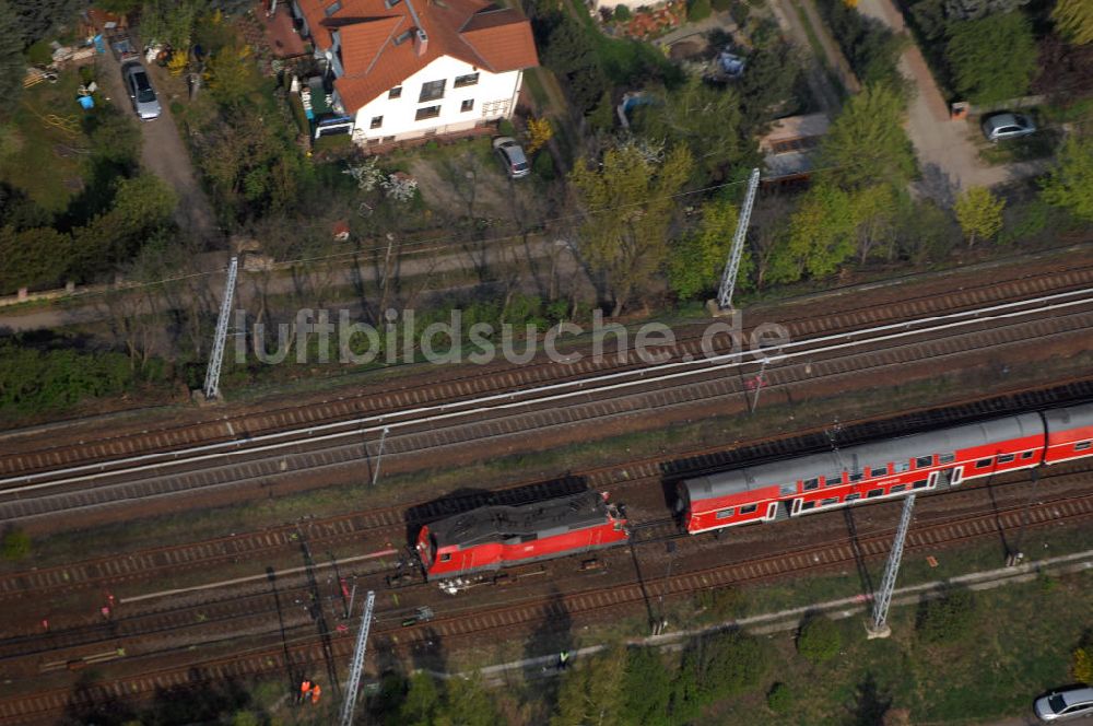 Luftaufnahme Berlin - Zugunglück Berlin-Karow