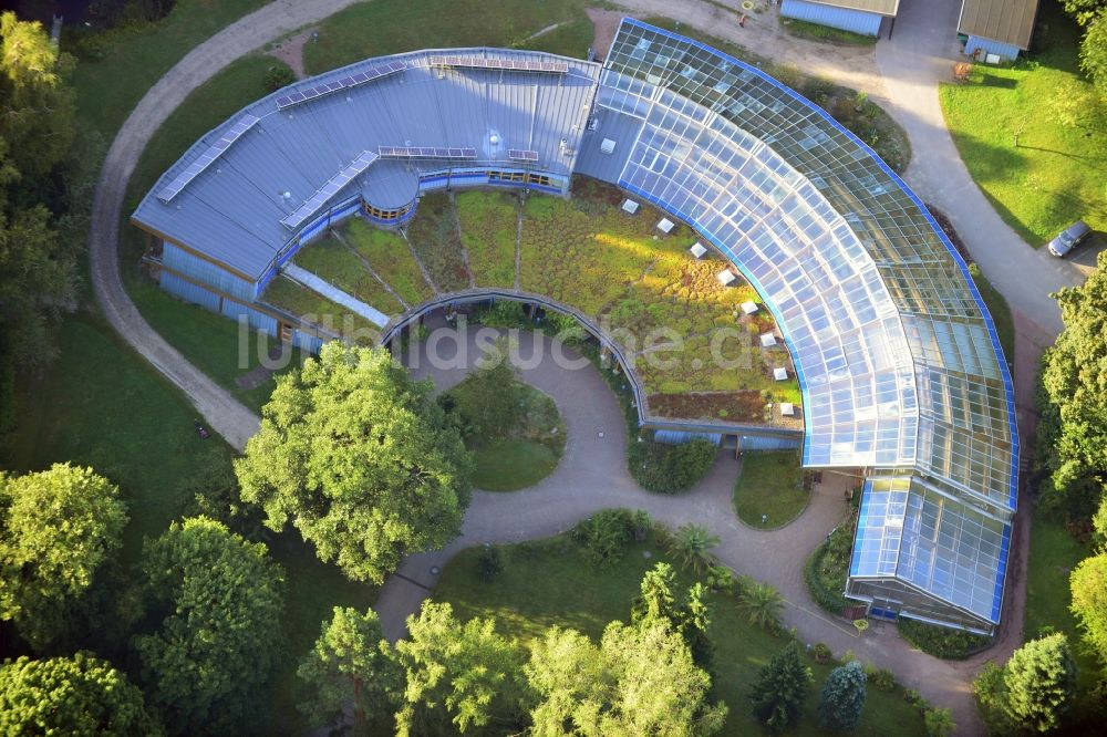 Eberswalde von oben - Zur HNE Hochschule für nachhaltige Entwicklung gehöriger Forstbotanischer Garten in Eberswalde im Bundesland Brandenburg