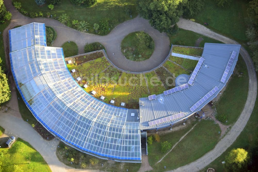 Eberswalde von oben - Zur HNE Hochschule für nachhaltige Entwicklung gehöriger Forstbotanischer Garten in Eberswalde im Bundesland Brandenburg