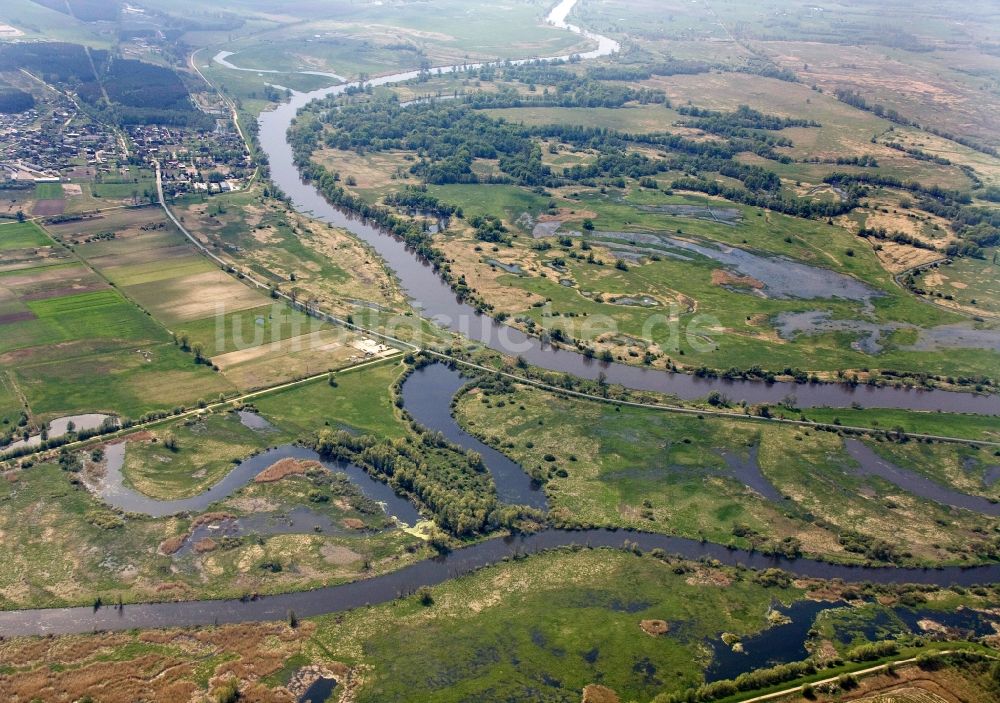 Santok / Zantoch von oben - Zusammenfluss der Flüsse Netze und Warthe bei Santok