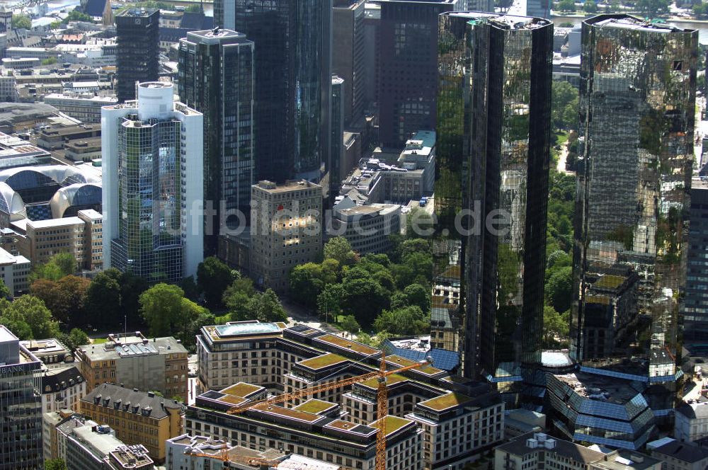 Frankfurt am Main aus der Vogelperspektive: Zwillingstower der Deutschen Bank in Frankfurt