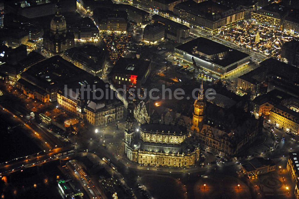 Nacht-Luftaufnahme Dresden - Altstadt Dresden bei Nacht