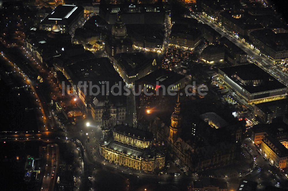 Dresden bei Nacht von oben - Altstadt Dresden bei Nacht