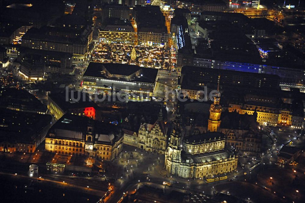 Nacht-Luftaufnahme Dresden - Altstadt Dresden bei Nacht