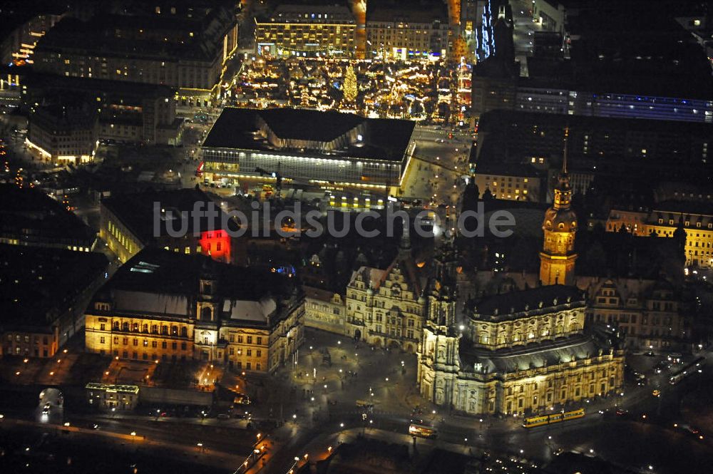 Dresden bei Nacht von oben - Altstadt Dresden bei Nacht