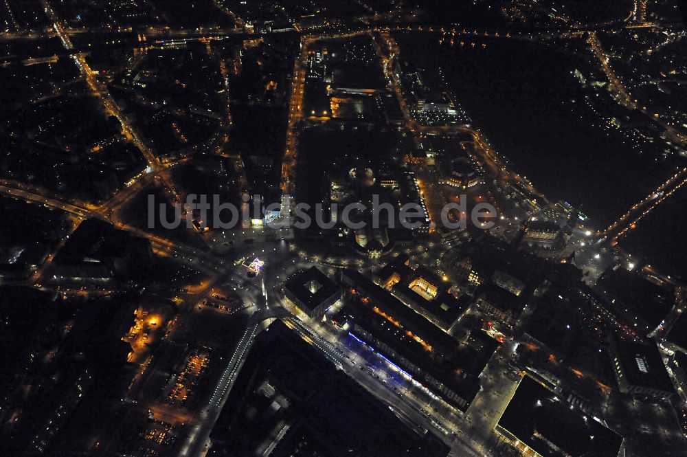 Nachtluftbild Dresden - Altstadt Dresden bei Nacht