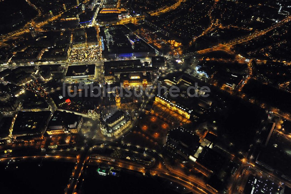 Dresden bei Nacht von oben - Altstadt Dresden bei Nacht