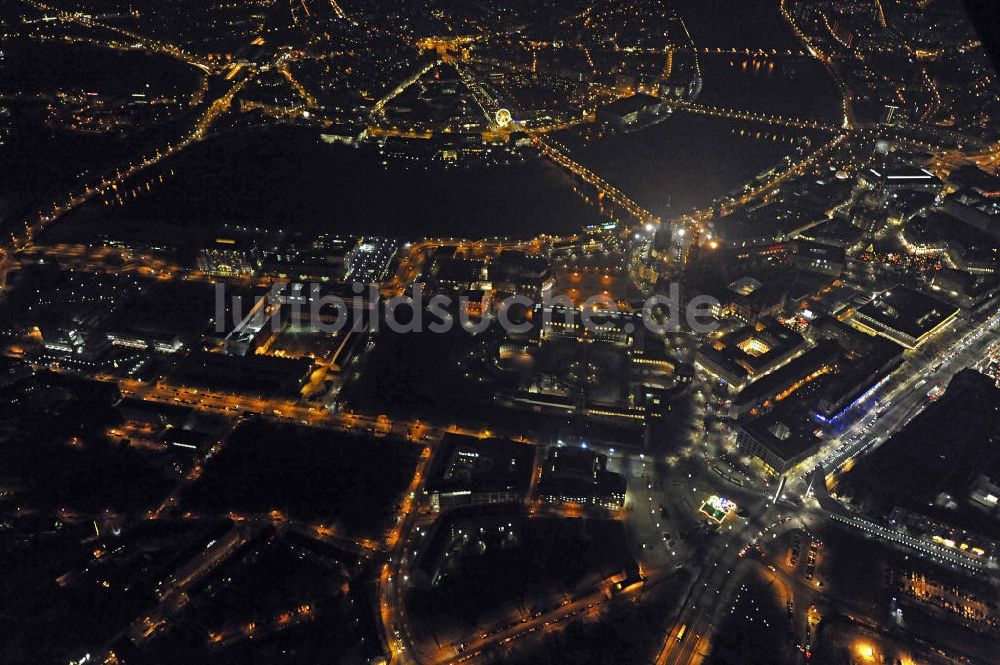 Nachtluftbild Dresden - Altstadt Dresden bei Nacht