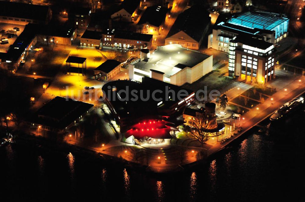 Nachtluftbild Potsdam - Areal am Hans Otto Theater Potsdam bei Nacht