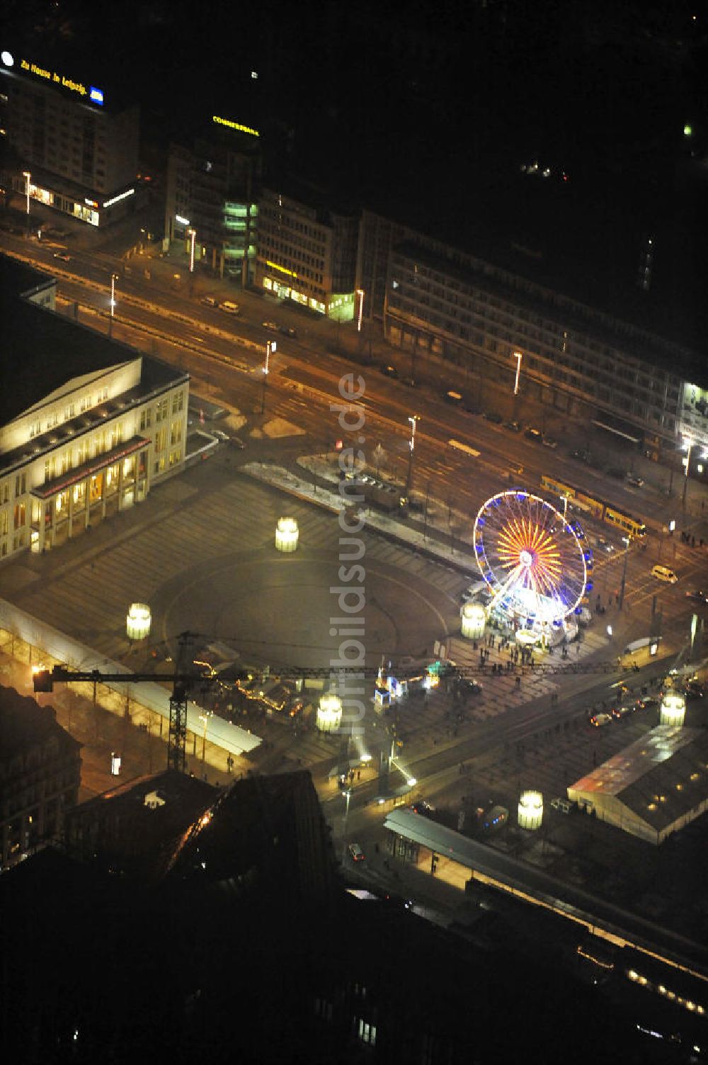 Leipzig bei Nacht aus der Vogelperspektive: Augustusplatz Leipzig bei Nacht