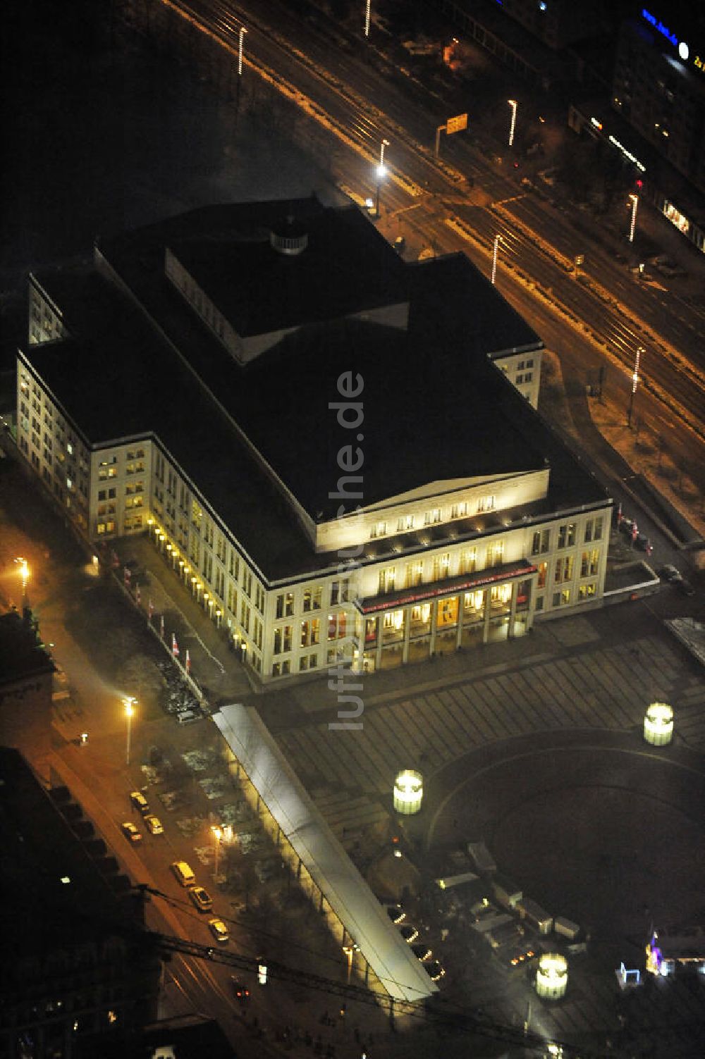 Nachtluftbild Leipzig - Augustusplatz Leipzig bei Nacht