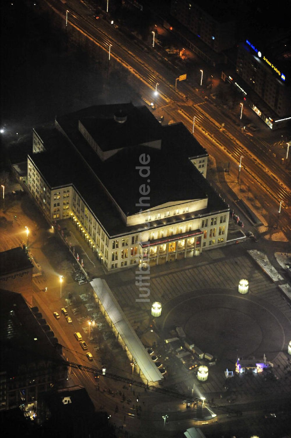 Nacht-Luftaufnahme Leipzig - Augustusplatz Leipzig bei Nacht